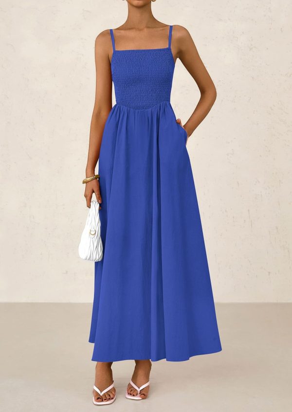 PRETTYGARDEN Women's Smocked Maxi Dresses 2025 Summer Beach Sundress Casual Spaghetti Strap Swing A Line Long Flowy Dress - Image 108