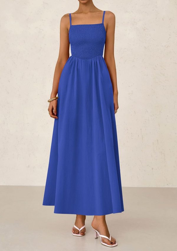 PRETTYGARDEN Women's Smocked Maxi Dresses 2025 Summer Beach Sundress Casual Spaghetti Strap Swing A Line Long Flowy Dress - Image 109