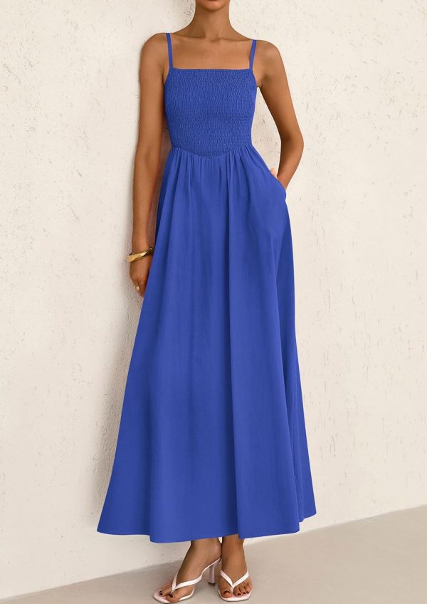 PRETTYGARDEN Women's Smocked Maxi Dresses 2025 Summer Beach Sundress Casual Spaghetti Strap Swing A Line Long Flowy Dress - Image 110