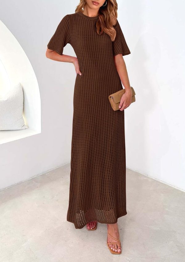 PRETTYGARDEN Womens Eyelet Cover Up Dress 2025 Summer Vacation Resort Maxi Dresses Beach Short Sleeve Hollow Out Sundress - Image 12