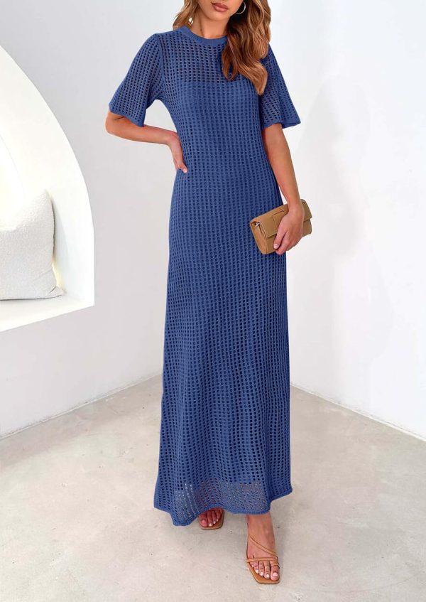 PRETTYGARDEN Womens Eyelet Cover Up Dress 2025 Summer Vacation Resort Maxi Dresses Beach Short Sleeve Hollow Out Sundress - Image 18
