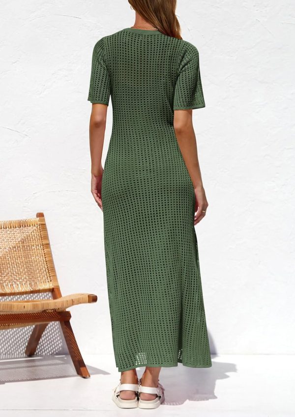 PRETTYGARDEN Womens Eyelet Cover Up Dress 2025 Summer Vacation Resort Maxi Dresses Beach Short Sleeve Hollow Out Sundress - Image 20