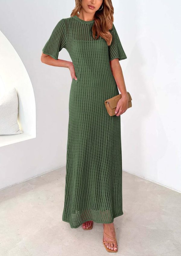 PRETTYGARDEN Womens Eyelet Cover Up Dress 2025 Summer Vacation Resort Maxi Dresses Beach Short Sleeve Hollow Out Sundress - Image 24