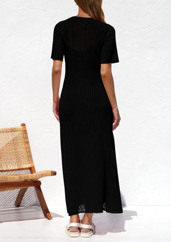 PRETTYGARDEN Womens Eyelet Cover Up Dress 2025 Summer Vacation Resort Maxi Dresses Beach Short Sleeve Hollow Out Sundress - Image 26