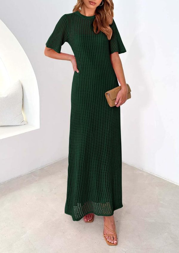 PRETTYGARDEN Womens Eyelet Cover Up Dress 2025 Summer Vacation Resort Maxi Dresses Beach Short Sleeve Hollow Out Sundress - Image 36