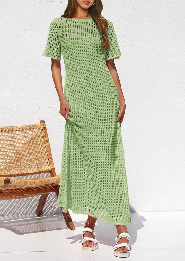 PRETTYGARDEN Womens Eyelet Cover Up Dress 2025 Summer Vacation Resort Maxi Dresses Beach Short Sleeve Hollow Out Sundress - Image 47