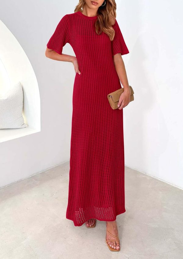 PRETTYGARDEN Womens Eyelet Cover Up Dress 2025 Summer Vacation Resort Maxi Dresses Beach Short Sleeve Hollow Out Sundress - Image 54