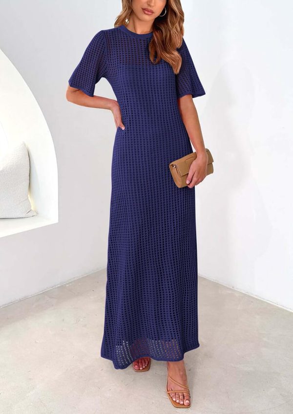 PRETTYGARDEN Womens Eyelet Cover Up Dress 2025 Summer Vacation Resort Maxi Dresses Beach Short Sleeve Hollow Out Sundress - Image 66