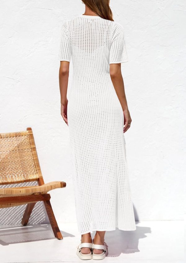 PRETTYGARDEN Womens Eyelet Cover Up Dress 2025 Summer Vacation Resort Maxi Dresses Beach Short Sleeve Hollow Out Sundress - Image 74