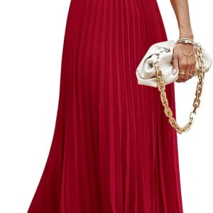 PRETTYGARDEN Women's Maxi Dresses 2025 Summer Trendy Cap Short Sleeve Button V Neck Casual Flowy Pleated Long Dress