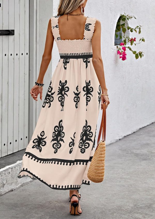 PRETTYGARDEN Womens Summer Boho Maxi Dress 2025 Casual Sleeveless Square Neck Floral Aline Smocked Beach Dresses with Pockets - Image 2