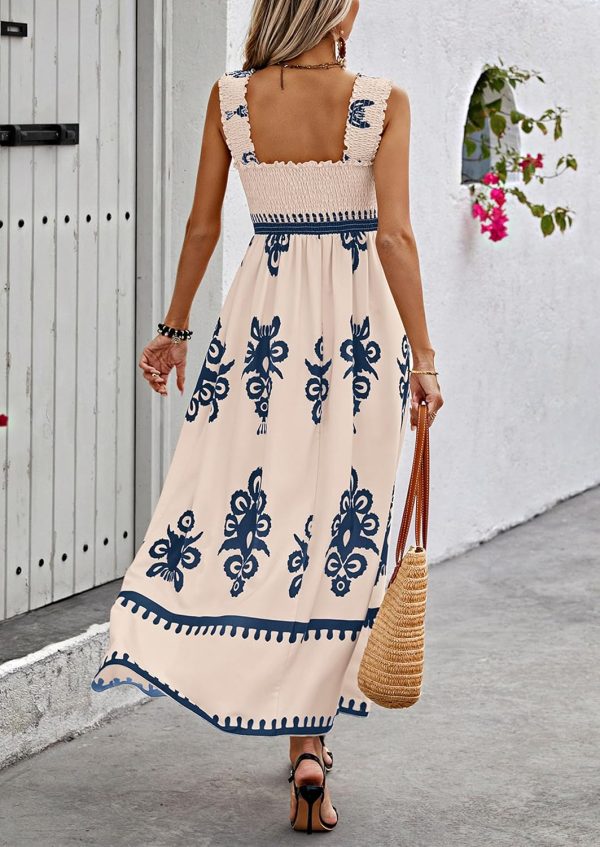 PRETTYGARDEN Womens Summer Boho Maxi Dress 2025 Casual Sleeveless Square Neck Floral Aline Smocked Beach Dresses with Pockets - Image 7