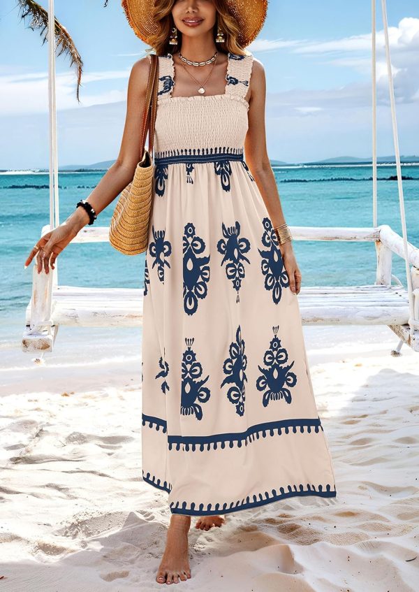 PRETTYGARDEN Womens Summer Boho Maxi Dress 2025 Casual Sleeveless Square Neck Floral Aline Smocked Beach Dresses with Pockets - Image 9