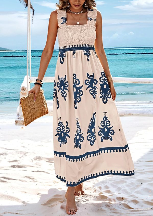 PRETTYGARDEN Womens Summer Boho Maxi Dress 2025 Casual Sleeveless Square Neck Floral Aline Smocked Beach Dresses with Pockets - Image 10