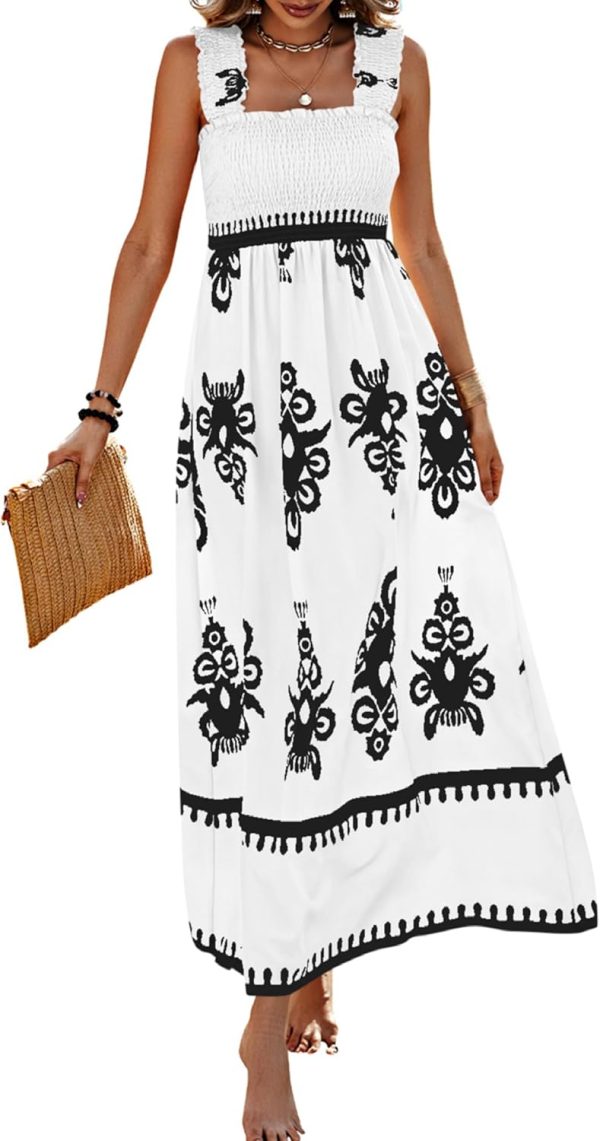 PRETTYGARDEN Womens Summer Boho Maxi Dress 2025 Casual Sleeveless Square Neck Floral Aline Smocked Beach Dresses with Pockets - Image 11