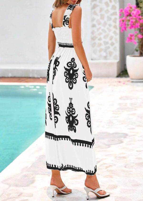 PRETTYGARDEN Womens Summer Boho Maxi Dress 2025 Casual Sleeveless Square Neck Floral Aline Smocked Beach Dresses with Pockets - Image 12
