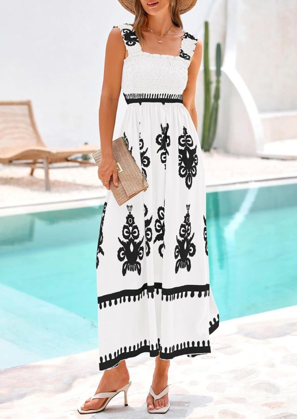 PRETTYGARDEN Womens Summer Boho Maxi Dress 2025 Casual Sleeveless Square Neck Floral Aline Smocked Beach Dresses with Pockets - Image 16