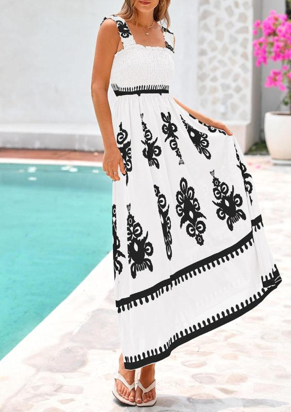 PRETTYGARDEN Womens Summer Boho Maxi Dress 2025 Casual Sleeveless Square Neck Floral Aline Smocked Beach Dresses with Pockets - Image 17