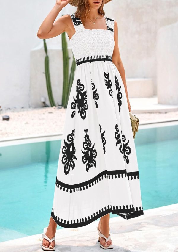 PRETTYGARDEN Womens Summer Boho Maxi Dress 2025 Casual Sleeveless Square Neck Floral Aline Smocked Beach Dresses with Pockets - Image 18