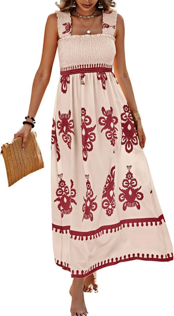 PRETTYGARDEN Womens Summer Boho Maxi Dress 2025 Casual Sleeveless Square Neck Floral Aline Smocked Beach Dresses with Pockets - Image 19