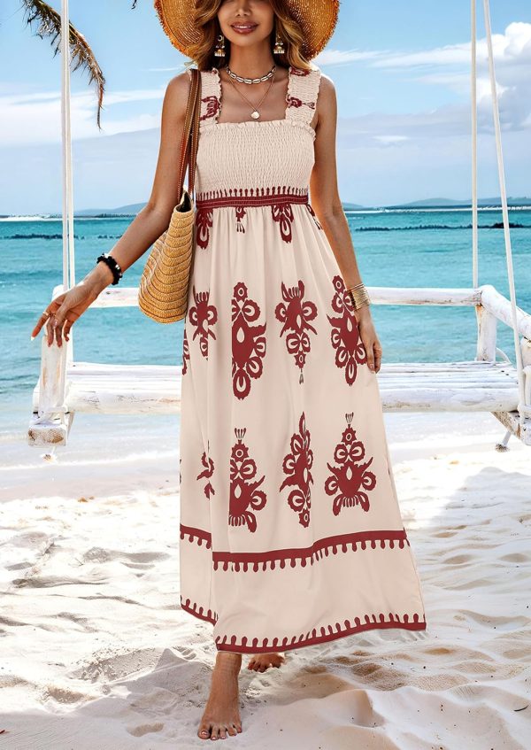 PRETTYGARDEN Womens Summer Boho Maxi Dress 2025 Casual Sleeveless Square Neck Floral Aline Smocked Beach Dresses with Pockets - Image 22