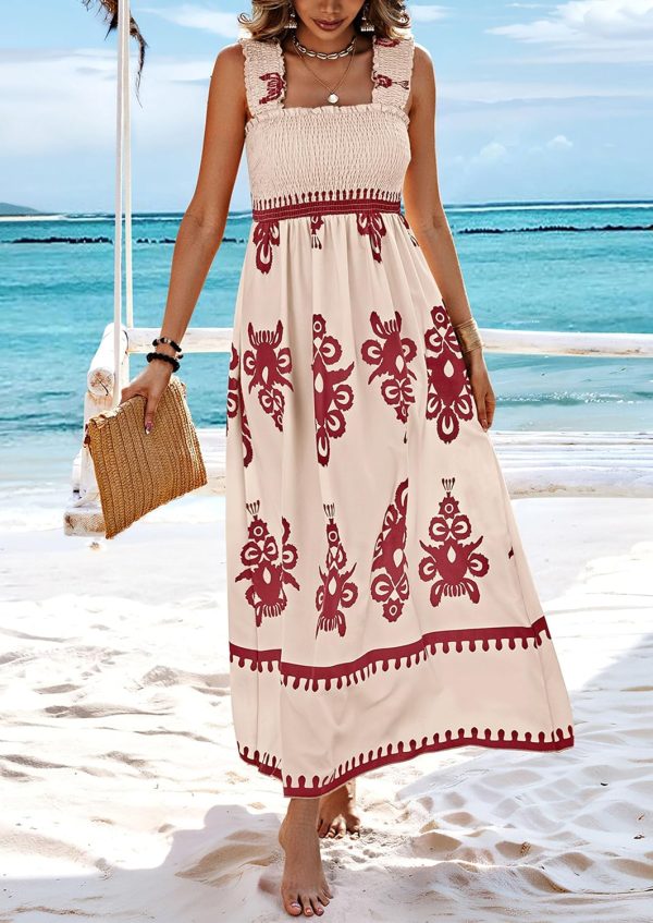 PRETTYGARDEN Womens Summer Boho Maxi Dress 2025 Casual Sleeveless Square Neck Floral Aline Smocked Beach Dresses with Pockets - Image 23