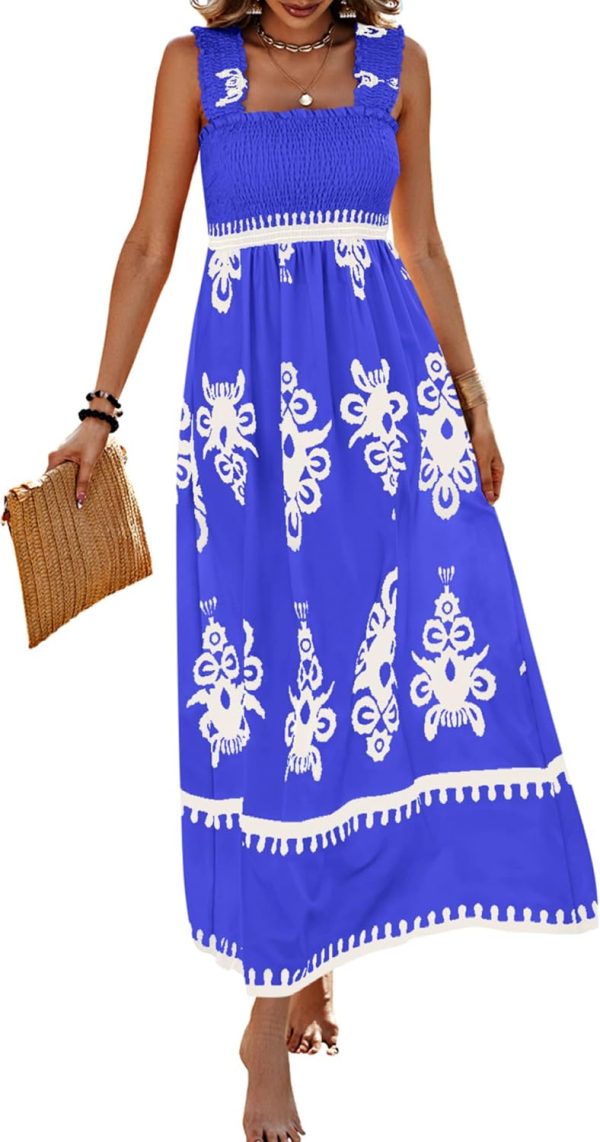 PRETTYGARDEN Womens Summer Boho Maxi Dress 2025 Casual Sleeveless Square Neck Floral Aline Smocked Beach Dresses with Pockets - Image 24