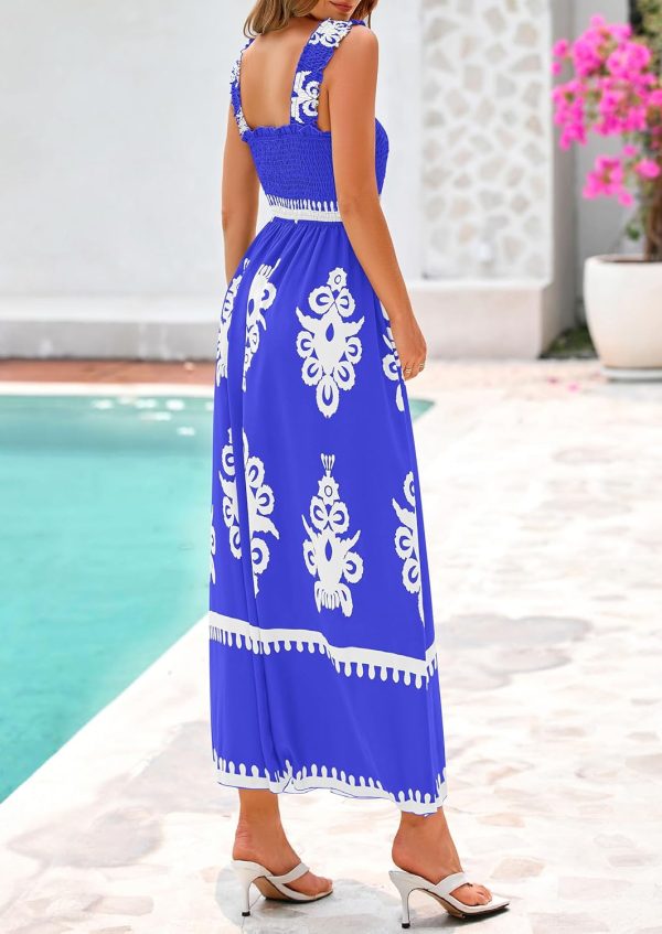 PRETTYGARDEN Womens Summer Boho Maxi Dress 2025 Casual Sleeveless Square Neck Floral Aline Smocked Beach Dresses with Pockets - Image 25
