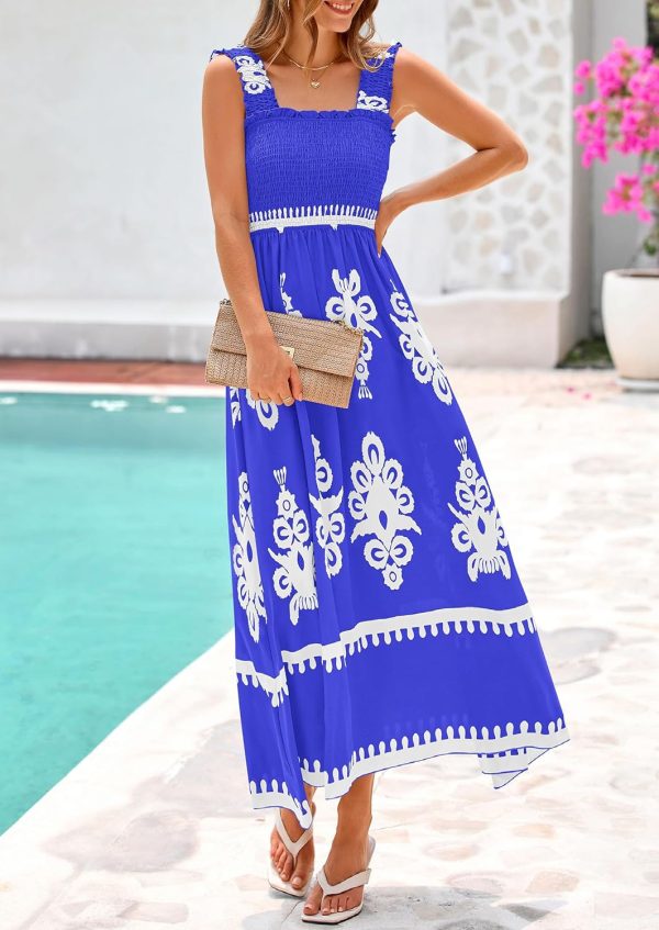 PRETTYGARDEN Womens Summer Boho Maxi Dress 2025 Casual Sleeveless Square Neck Floral Aline Smocked Beach Dresses with Pockets - Image 26