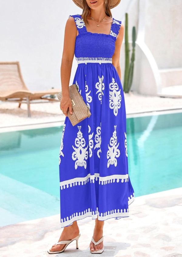 PRETTYGARDEN Womens Summer Boho Maxi Dress 2025 Casual Sleeveless Square Neck Floral Aline Smocked Beach Dresses with Pockets - Image 29