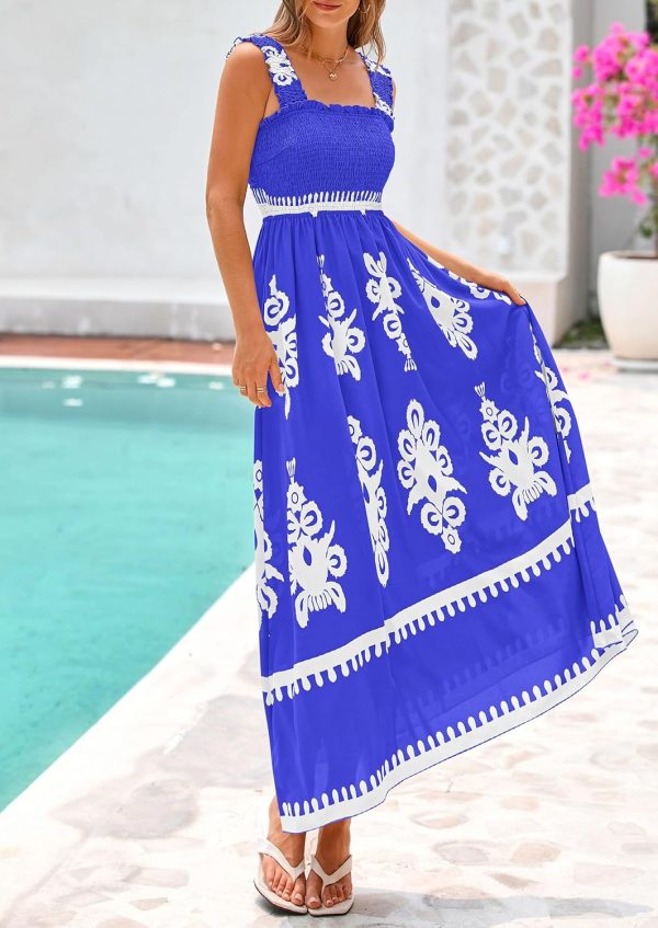 PRETTYGARDEN Womens Summer Boho Maxi Dress 2025 Casual Sleeveless Square Neck Floral Aline Smocked Beach Dresses with Pockets - Image 30