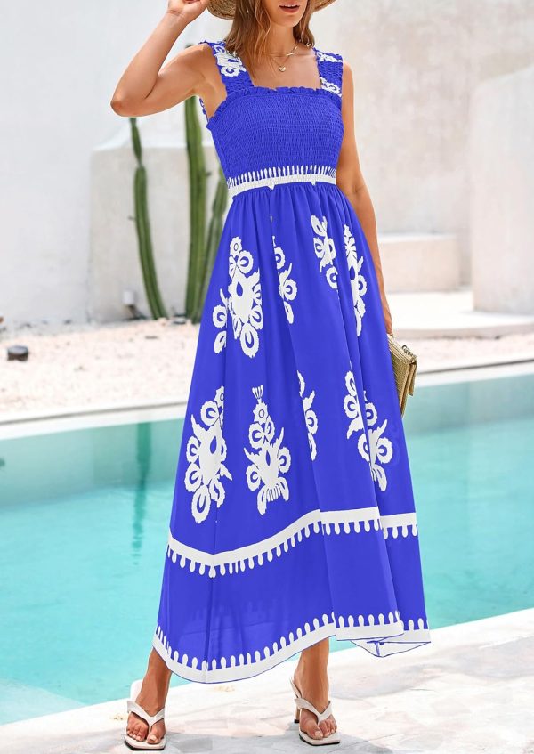 PRETTYGARDEN Womens Summer Boho Maxi Dress 2025 Casual Sleeveless Square Neck Floral Aline Smocked Beach Dresses with Pockets - Image 31