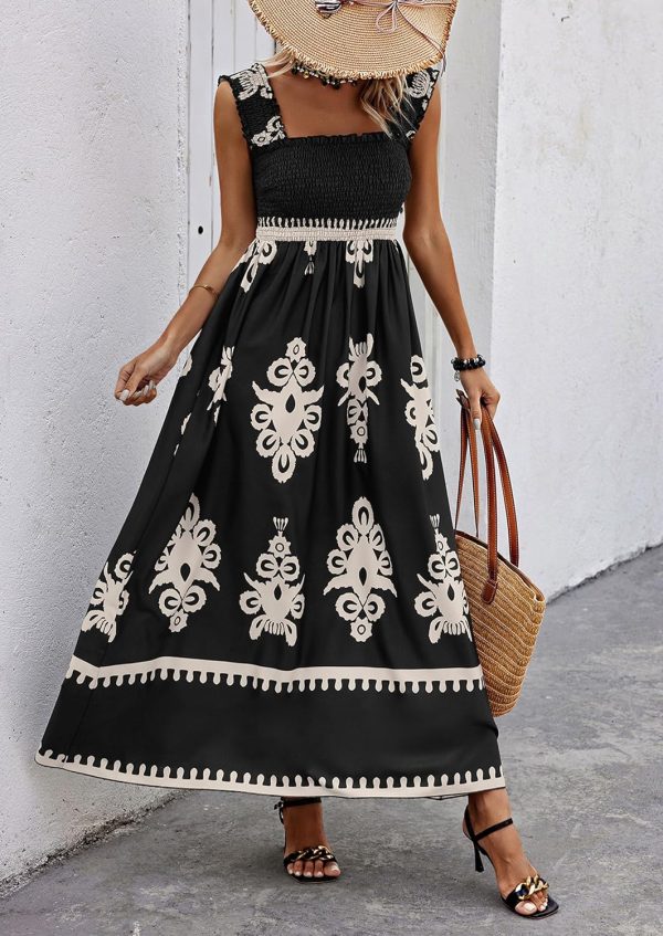 PRETTYGARDEN Womens Summer Boho Maxi Dress 2025 Casual Sleeveless Square Neck Floral Aline Smocked Beach Dresses with Pockets - Image 34