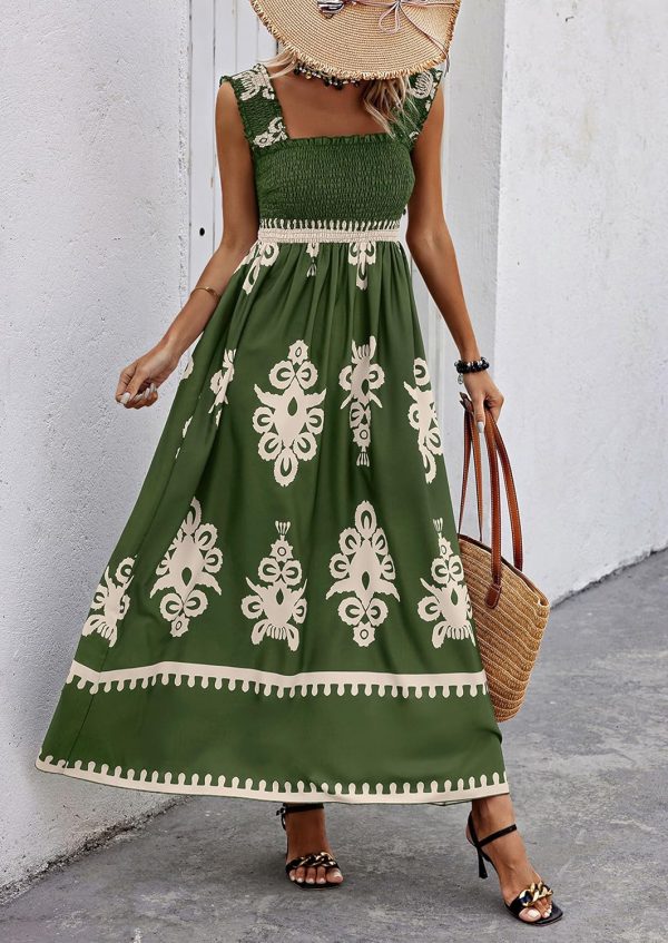 PRETTYGARDEN Womens Summer Boho Maxi Dress 2025 Casual Sleeveless Square Neck Floral Aline Smocked Beach Dresses with Pockets - Image 40