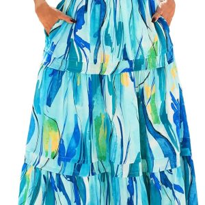 PRETTYGARDEN Women's 2025 Summer Boho Maxi Dresses Floral Short Sleeve V Neck A Line Tiered Flowy Long Beach Vacation Dress