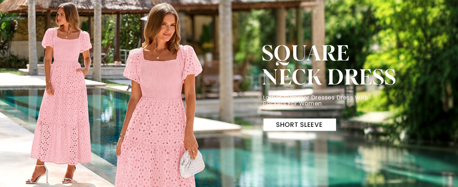 PRETTYGARDEN Maxi Summer Dresses For Women Puff Sleeve Dress