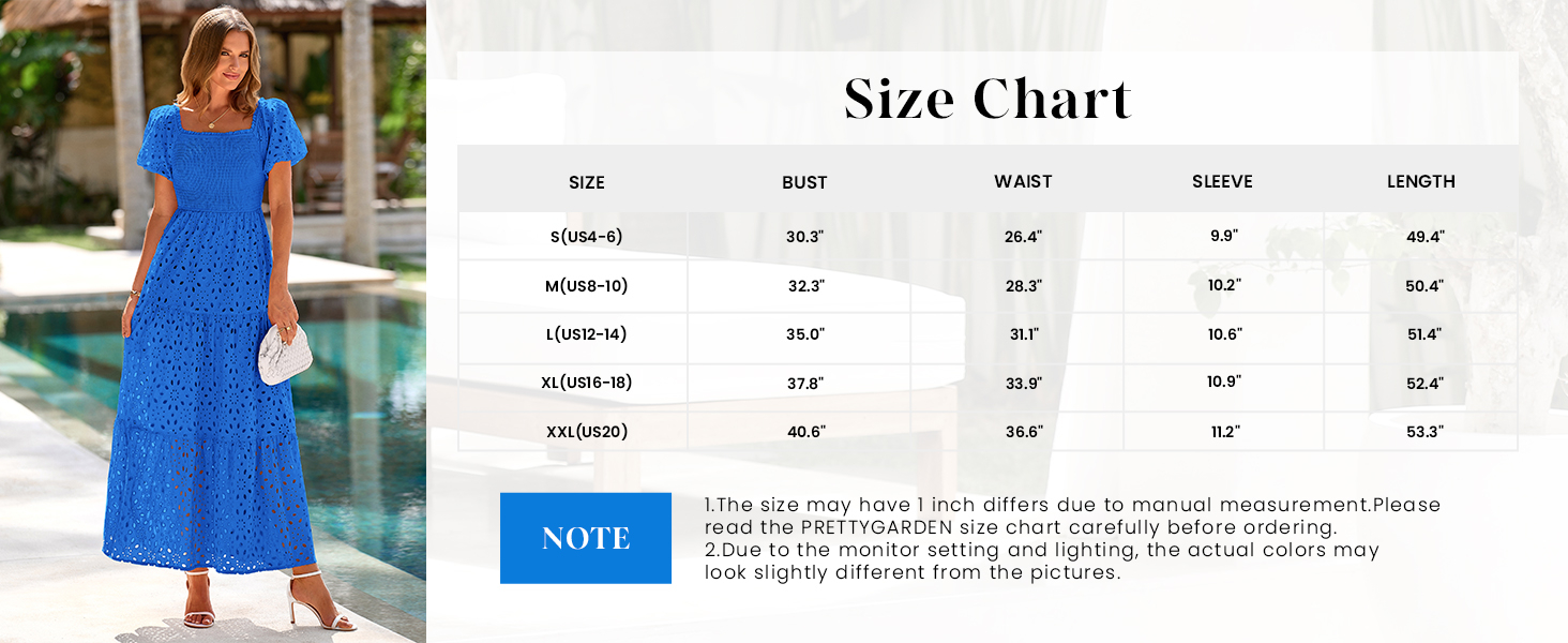 PRETTYGARDEN Maxi Summer Dresses For Women Puff Sleeve Dress