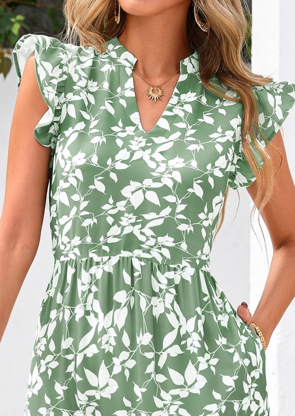 PRETTYGARDEN Women's 2025 Summer Floral Midi Dress Cap Sleeve V Neck Ruffle Long Flowy Boho Casual Beach Vacation Dresses - Image 64