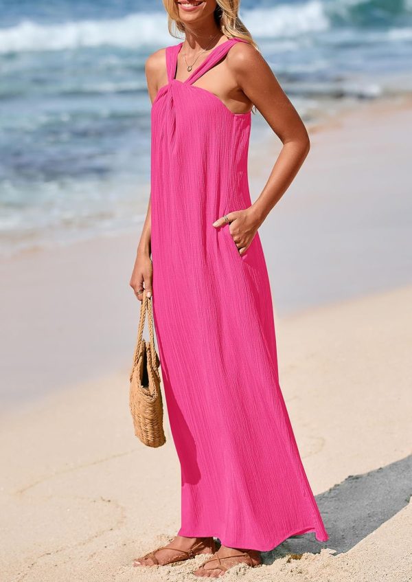 PRETTYGARDEN Womens 2025 Casual Long Summer Dresses Sleeveless Strappy Loose Flowy Beach Vacation Maxi Dress with Pockets - Image 118
